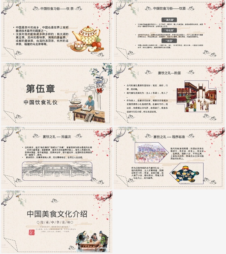 中国风餐饮食品行业展示介绍PPT模板